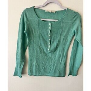 3.1 Phillip Lim Top Womens Small Blue 100% Cashmere Fitted Long Sleeve